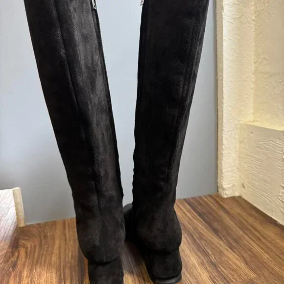 Marni Black Suede and Leather Knee high boots ‎ heel size 41/US 11